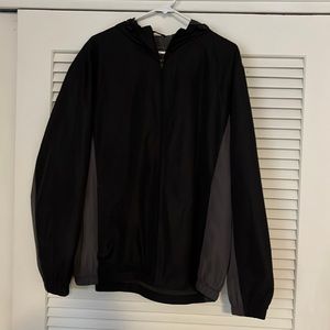 EUC Men’s Large Avia Black/Grey Hooded Windbreaker/ Rain Jacket